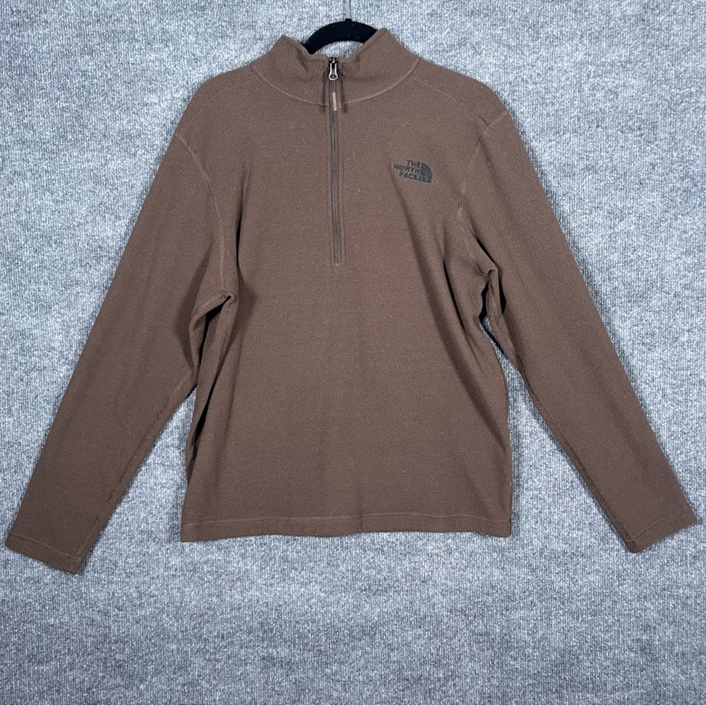 The North Face Men’s Medium Brown Knit Textured 1/4 Zip Fleece Pullover‎ Sweater